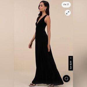 Lulus Beautiful Night Black Velvet Sleeveless Maxi Dress - Size S